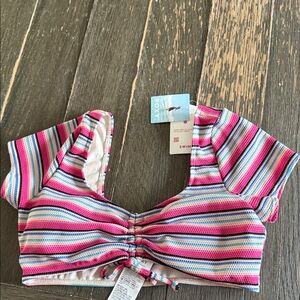 Roxy Pink and Blue Striped Bikini Top